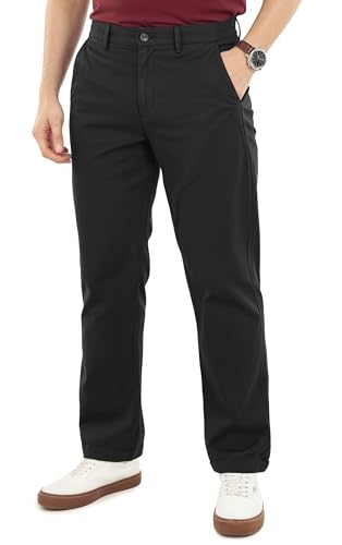 Cotton Stretch Khaki Men Casual Chino Pants Relaxed Fit, Black