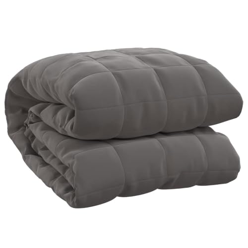 vidaXL Couverture pondérée 200x200 cm, 9 kg, Gris, Tissu Effet Coton, Matelassée et Respirante, Hypoallergénique, pour lit Super King, Couverture relaxante Anti-Stress et anxiété