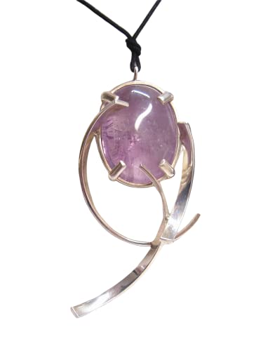 Pendentif en argent 925 améthyste naturel collier pierre dure cordon femme