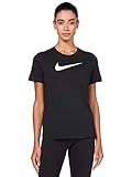 Nike Damen Df Swoosh T-Shirt, Schwarz/Weiß, M