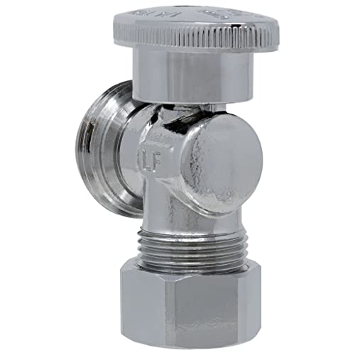1/4 Turn Washing Machine Angle Stop, 5/8" Od Compression X 3/4" Mht Miiflex Heavy Duty Chrome Plated Brass Quarter Shut Off Valve With Ferrule And Nut For Residential/Commercial [2 Pack] #TOP3