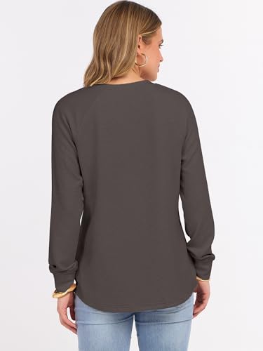 Image of ANRABESS Women's Waffle Knit Henley Top Long Sleeve Shirts