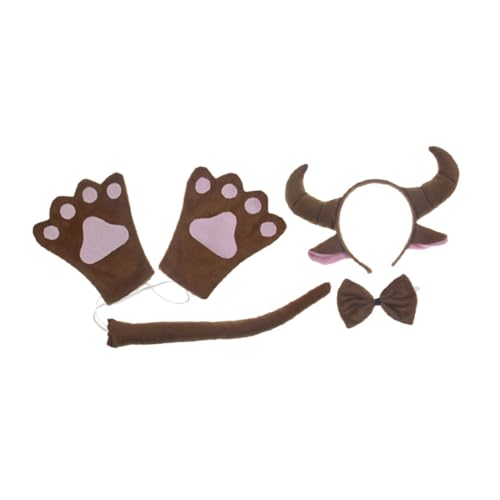 Hemobllo Diademas con Cuernos de de Imitación para Accesorio de Cosplay de Animales con Orejas y Pajarita para Cumpleaños y Fiestas Temáticas