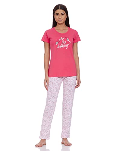 Image of Rupa Women's Cotton Hearts Pajama Set Pack of 1 (1353A02-SALMON-XXL Salmon 2XL)