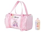 ELULAE Personalized Kids Dance Ballet Bag, Large Capacity Fashion Tote Bag, Custom Dance Duffle Bag, Waterproof Travel Bag, Pink Lace Bag for Kids, Girls, Daughter, Granddaughter, Yoga Bag