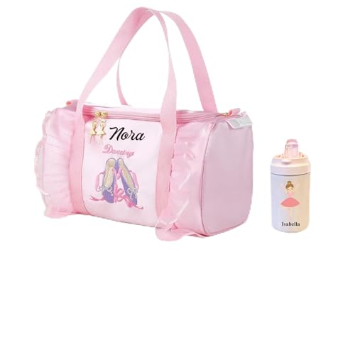 ELULAE Personalized Kids Dance Ballet Bag, Large Capacity Fashion Tote Bag, Custom Dance Duffle Bag, Waterproof Travel Bag, Pink Lace Bag for Kids, Girls, Daughter, Granddaughter, Yoga Bag