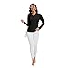 Women's V-Neck Polo Shirts Long Sleeve Quick Dry UPF 50+ Sun Protection Business Casual Collared Tops Trendy Loose(BK L) Black