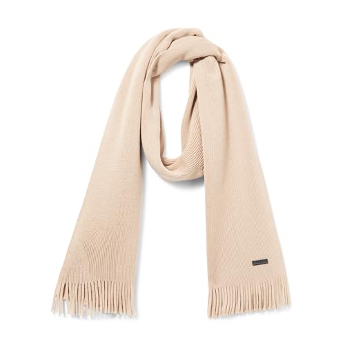 BOSS Wool Fabric Basic Scarf with Logo Plaque, Milky Way, One Size