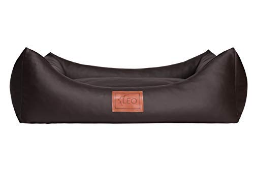 Leo4dog. Sofa Natalie. Hundebett, Kunstleder. Hundekissen. Hundesofa. 4 Größen (M 80x60 cm, Dunkelbraun)