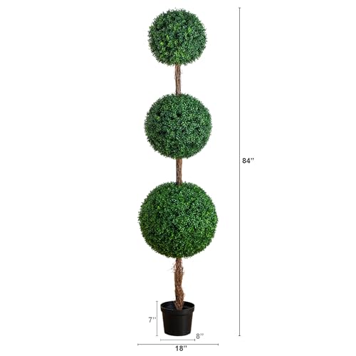 Image of Nearly Natural 7ft UV Resistant Artificial Triple Ball Boxwood Topiary Tree (Indoor /Outdoor)