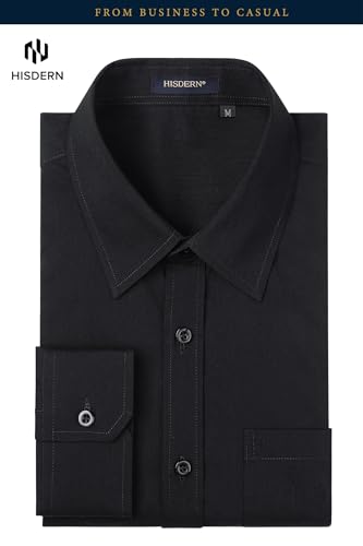 Image of HISDERN Mens Dress Shirts Long Sleeve Button Down Casual Shirts for Men Inner Contrast Formal Business Tuxedo Wedding Shirt