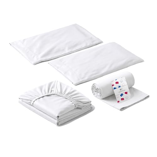 Image of 1000 Thread Count Egyptian Cotton Twin XL Sheet Set - 4 Piece Luxury Bedding, Deep Pocket Sheets Fits 18 inch Mattress, Soft & Breathable, White
