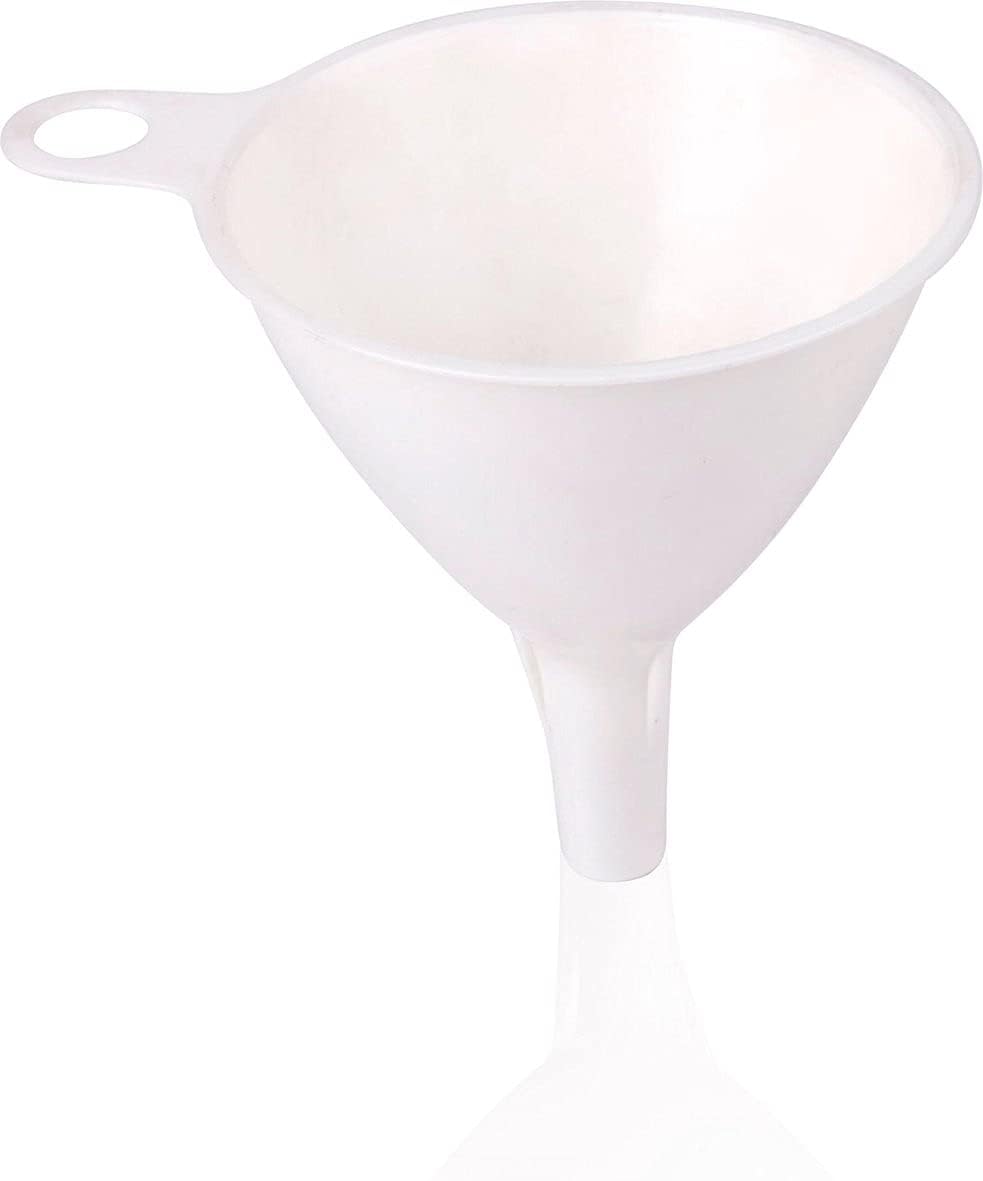 White plastic funnel for filling the water tank