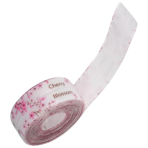 Homoyoyo Cinta Selladora Autoadhesiva 15 X 32 M para Baño y Cocina Tira Selladora Transparente Diseño Floral de Cerezo Silicona Resistente para Juntas y Grietas