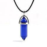 Anglacesmade Bullet Shape Gemstone Choker Necklace Hexagonal Pointed Reiki Chakra Pendant Leather...