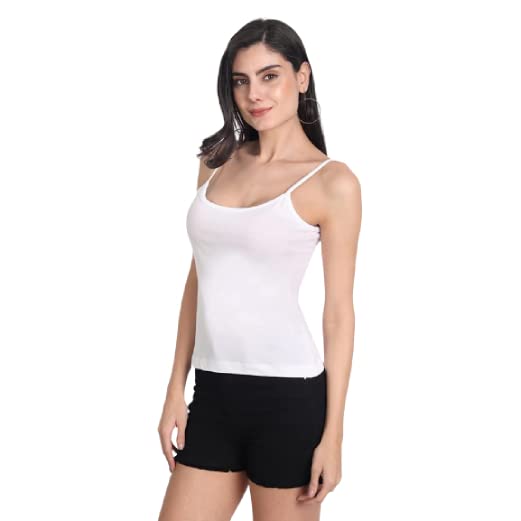 Image of VESY Women Camisole Regular Fit Cotton Camisole Slip with Spaghetti Straps (Pack of 2)