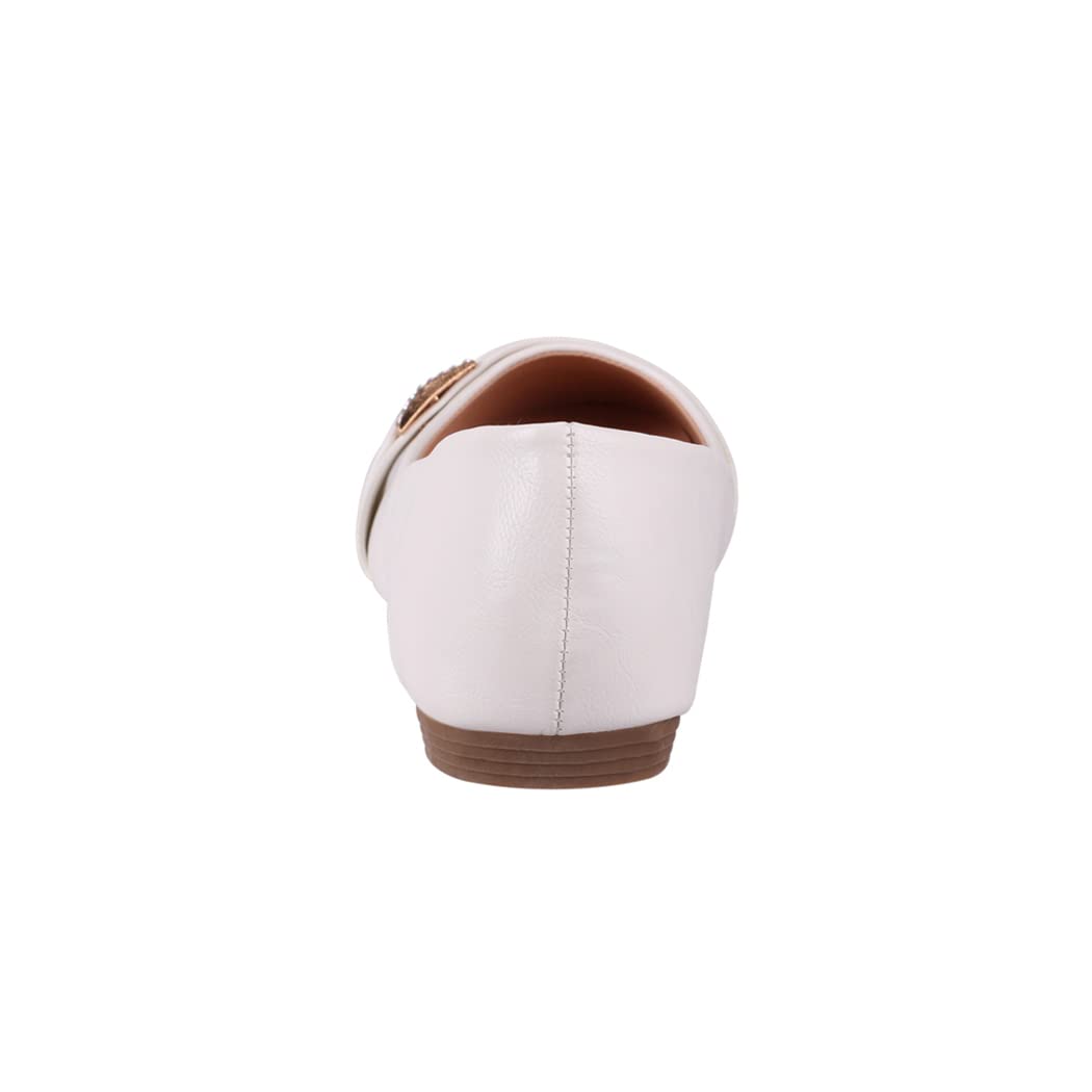 Elara Femmes Ballerines Confortable Cuir Optique Rhinestones Plat Chunkyrayan