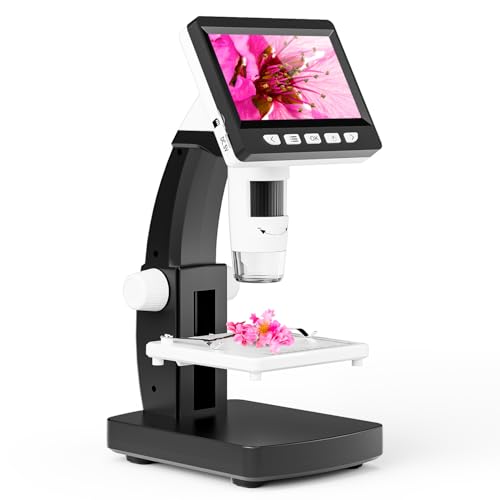 CIMELR デジタル 顕微鏡 4.3" コイン顕微鏡 50-1000倍 充電式USB 電子 拡大鏡 内視鏡 マイクロスコープ 8 LED PC接続可能 可能 Windows対応 USB顕微鏡 肌チェック/回路基板修理/生物観察/細かい部品チェック実験に 【日本語説明書】-黒いの商品画像（Amazon）