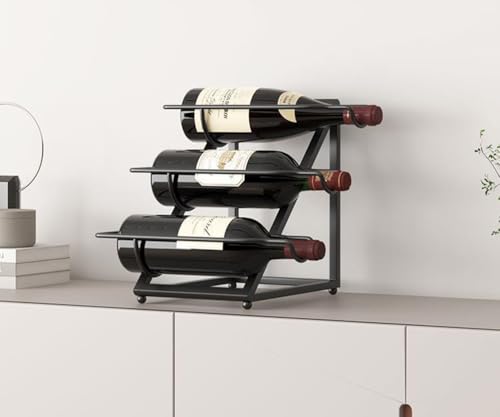 Soporte para botellas de vino de metal de 3 niveles miniatura 5