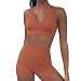 2 Pièces Ensemble Femmes Encolure Dégagée Ensemble de Vêtements de Sport sans Couture Côtelé Taille Haute Débardeur Shorts Tenues de Yoga(L-Café)
