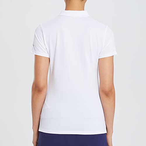 Baleaf Women's White Polo Shirts For Golf Short Sleeve Tops Quick Dry Upf50+ Lightweight 5-Button Pique Uniform Size Xl #TOP25