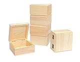 Cregugua 6 Pack Unfinished Wood Box Crafts Wooden Square Box with Magnetic Hinged Lid (3.5 x 3.5 x 1.9 In)