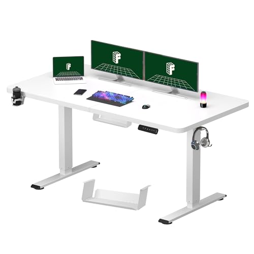 FLEXISPOT E1 ONE PIECE Electric Standing Desk Height Adjustable Sit Stand Desk with Memory Smart Panel(120 * 60cm, White)