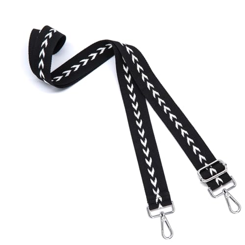 Image of S&loyoe Silver bucklePurse Straps Replacement Crossbody Bag Strap Adjustable Wide Guitar Straps for Handbags 1.5inch (Leaf black silver)