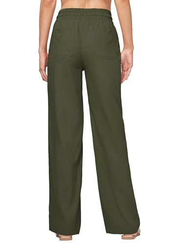 Image of Willit Women Linen Pants Wide Leg Casual Palazzo Pants Cotton Linen Lounge Beach Summer Pants with Pockets 29 inch /31 inch / 33 inch