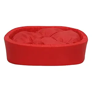 Hiputee Reversible Oval Shape Polyester Waterproof Fabric Cat Dog Pet Bed (Small, Red)