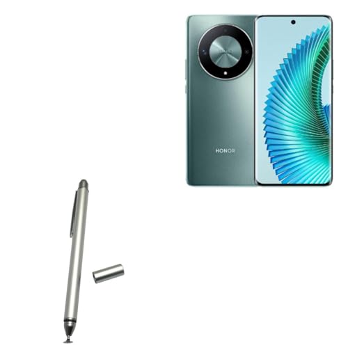 BoxWave Stylus Pen Compatible with Honor Magic6 Lite - DualTip Capacitive Stylus, Fiber Tip Disc Tip Capacitive Stylus Pen - Metallic Silver
