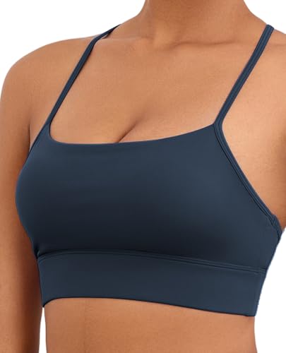 Image of Womens Y-Back Sports Bra, Weightless Padded Yoga Bra, Spaghetti Strap Low Impact Gym Top for Workout & Daily Wear