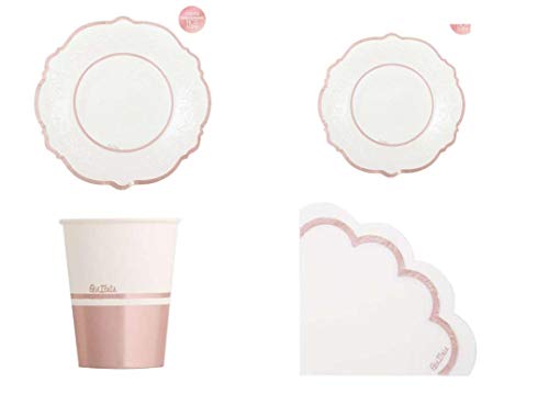 Coordinato Rose Gold Liberty Tavola Piatto Grande,Piatto Piccolo , Bicchieri , Tovaglioli. Piatto Piano 27cm 
