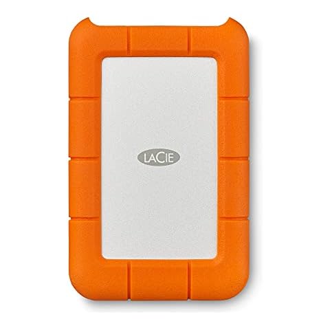 LaCie Rugged USB-C, 4TB, Portable External Hard Drive, Drop, Shock, Dust, Rain Resistant, for Mac & PC, incl. USB-C w/o USB-A cable, 2 year Rescue Services (STFR4000800) Cover