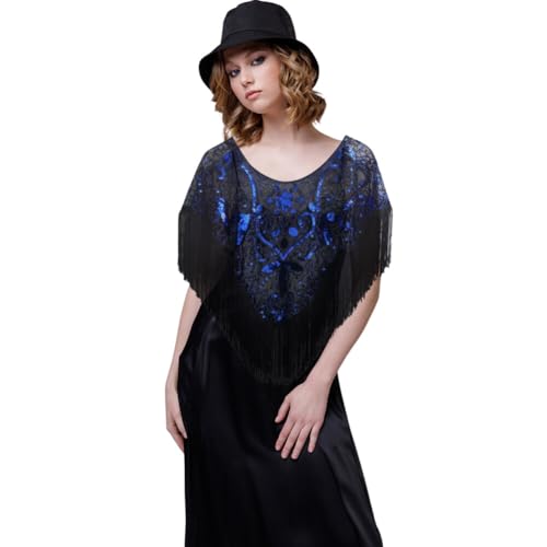 Women's 1920s Sequin Shawl Wrap Flapper Shawls Bridal Vintage Prom Cape Fringed Scarf Wraps for Evening Dresses4