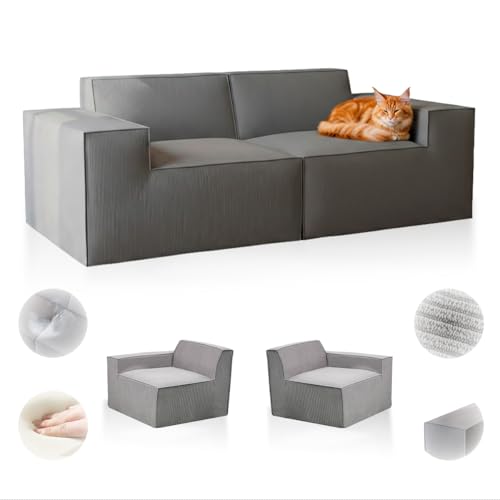 Listado de Sofás de dos plazas más recomendados. 44 HOMELYA Sillones para Sala Modernos - Sofá Modular con 2 Plazas - Tela Acanalada Pet Friendly con Espuma Alta Densidad, Tapicería de Terciopelo de Lino, Diseño Compacto y Funda...