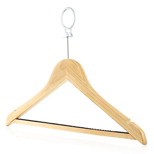 Buy HANGERWORLD Natural Wooden Hotel Style Security Clothes Hangers 10 Pack, Metal Anti Theft