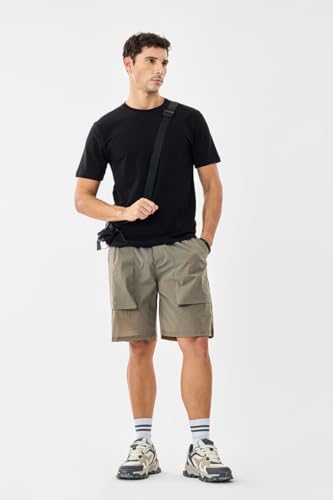 Image of SNITCH Men Slim Fit Cotton Lycra T-Shirt | Minimalist Pullover Short Sleeve Crew Neck Styling | Breathable Stretchable Soft Texture Casual Everyday Wear Plain Tee