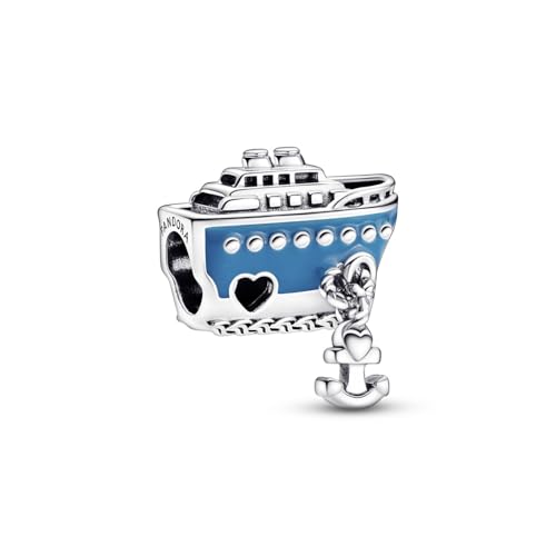 PANDORA Anchored Cruise Ship Charm - Compatible with PANDORA Moments - Jewelry for Women - Gift for Her - Made with Sterling Silver & Enamel - With Gift Box2