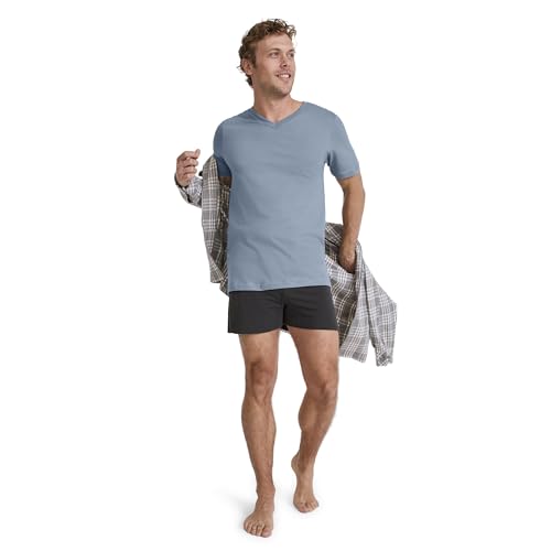 Image of Jockey Classic V-Neck Undershirt- 3 Pack - 100% Cotton T-Shirts for Men, Teal Slate /Silver Line Blue /Ocean Sky, 2XL