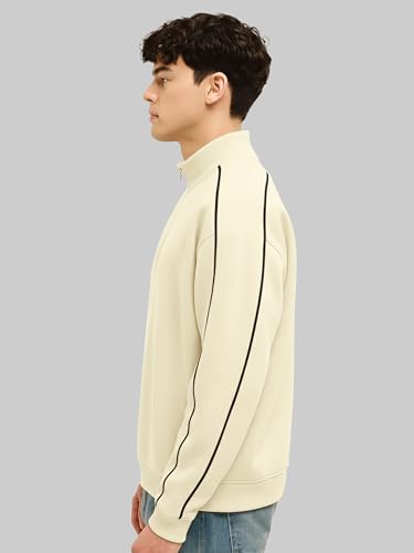 Image of Maniac Mens Printed Loose Fit Henley Neck Full Sleeve Sweatshirt