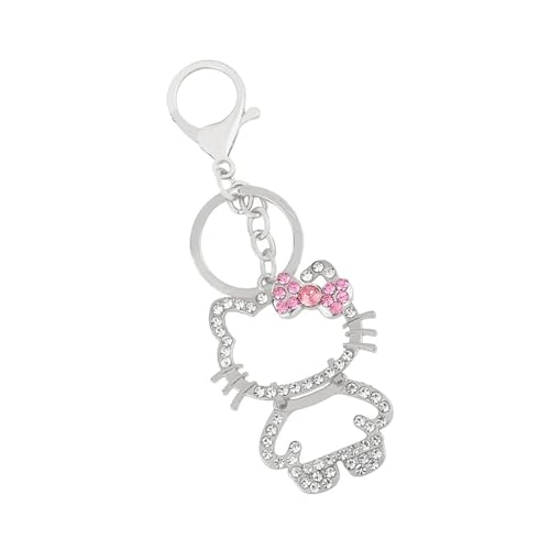 Porte Clés Chat,1 Pièce en Alliage de Zinc Argenté Joli Porte-clés pour Clés Sacs à dos et Comme Cadeau pour Enfants Amis et Famille