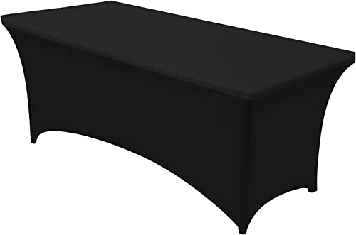 Utopia Kitchen Spandex Tablecloth 1 Pack [4FT, Black] Tight, Fitted, Washable and Wrinkle Resistant Stretch Rectangular Patio Table Cover for Event, Wedding, Banquet & Parties [48Lx30Wx30H Inch]