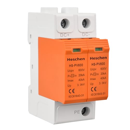 Heschen Surge Protective Device for PV, HS-PV600, 2P 600VDC 20KA, Fire-Proof, 35mm DIN Rail Mounting