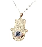LAMGUL Accesorios para niñas Collar Hamsa para Mujeres y Hombres, Plata de Ley 925 Cristal Multicolor Mano de Fátima Collares Hamsa Cadena de clavícula de Mano de Fátima de Turquía Vintage, Mano De