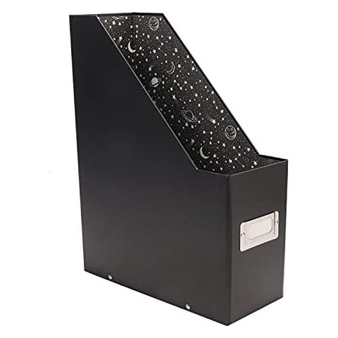 Snap-N-Store Storage Box - Pack of 2 Magazine File Boxes for Organizing, 12.25 x 3.88 x 9.75 Inch Storage Boxes w/Lids for Documents, Paper and Organizing, Back To School Supplies for Students, Black Cover