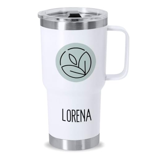 DEREGALOOS Taza Térmica Personalizable con Foto y Nombre. Termo Personalizado. Acero Inoxidable Reciclado. Doble Pared 600ml. Regalo para Pareja, Amigos. Ideal para Oficina, Gimnasio (Blanco)