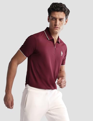 Image of U.S. Polo ASSN. Solid Active Wear Polo T Shirts for Men - Regular Fit, Breathable Half Sleeves Mens Tshirt