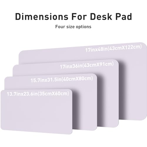 Image of Aothia Large PU Leather Desk Pad Protector - Non-Slip Mouse Pad & Writing Mat for Office /Home, Waterproof, Easy to Clean (48 inch x 17 inch, Soft Lavender)