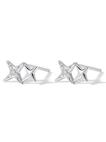 Image of S925 Sterling Silver Earrings, Hypoallergenic Stud for Women & Men | Minimalist Dainty Design, Solid 925 Sterling Silver or with 18K Gold Plate, Daily /Party Wear, Birthday Gift, Silver or Gold